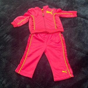 Pink Puma track suit for a baby girl size 3-6 months